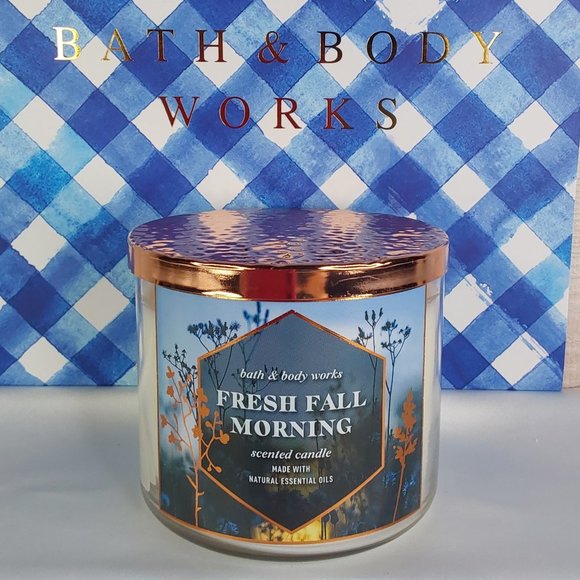 Bath & Body Works Other - BATH & BODY WORKS HOME 'FRESH FALL MORNING' 3~WICK CANDLE HAMMERED COPPER TOP